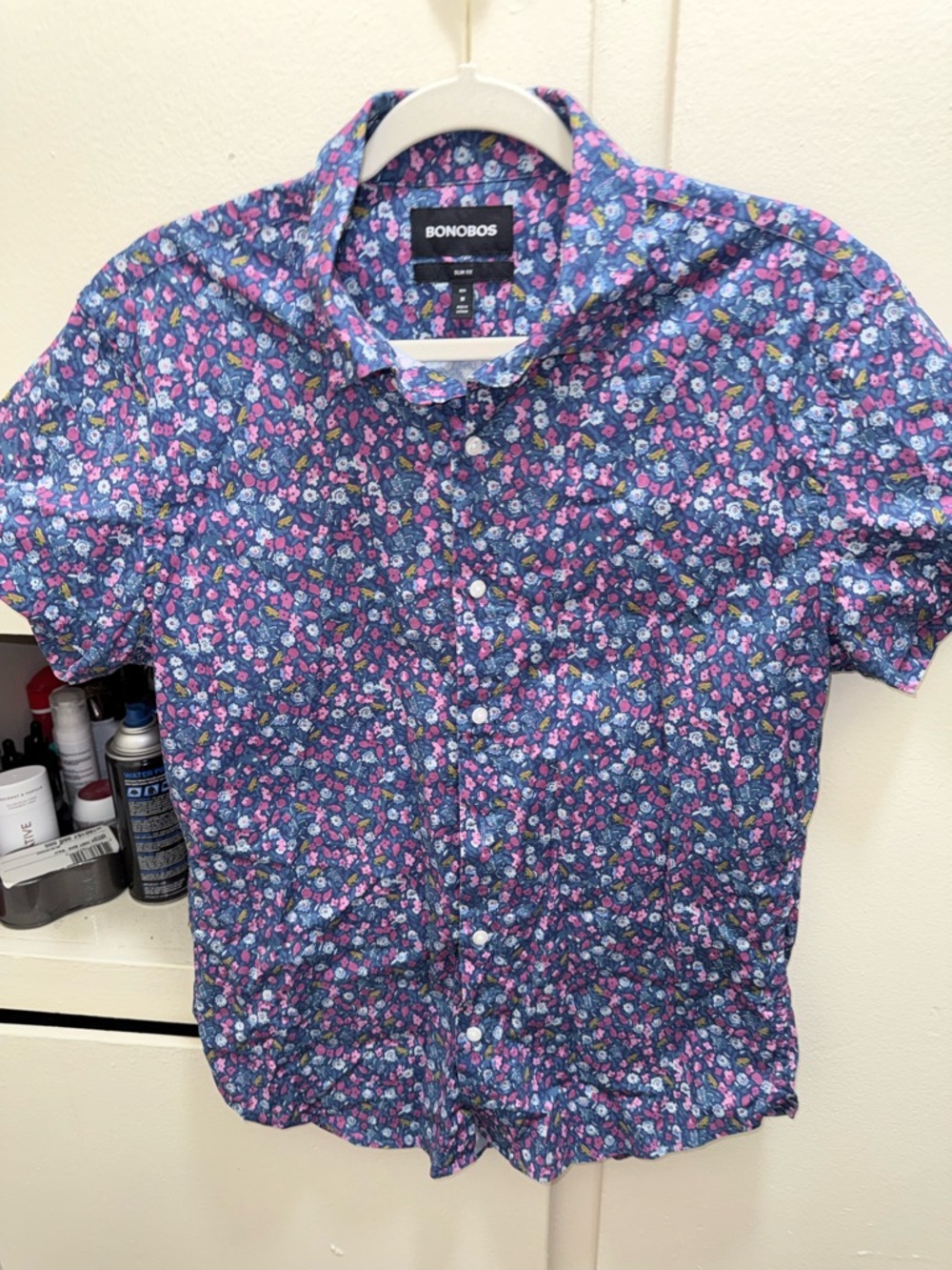 Bonobos Men’s Floral Button-Up Shirt in with Pink & Light blue